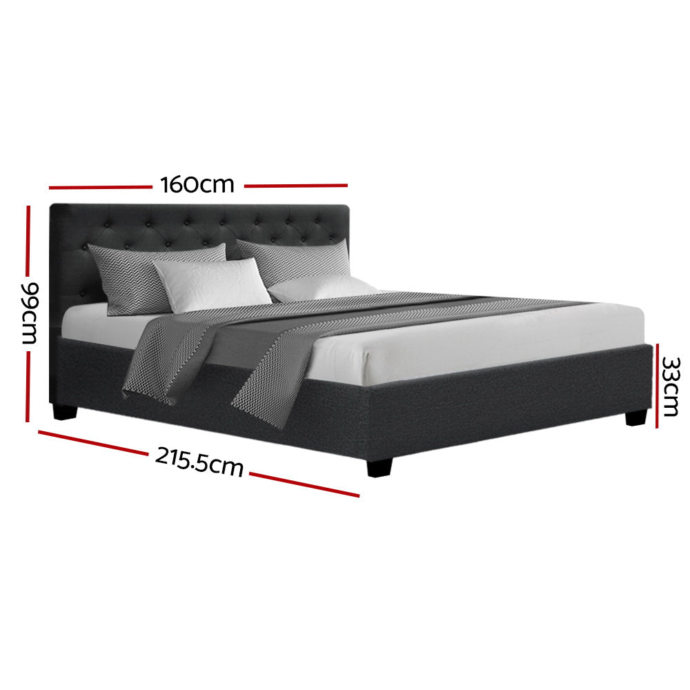 Marlook Bed Frame Queen Size Gas Lift Charcoal VILA