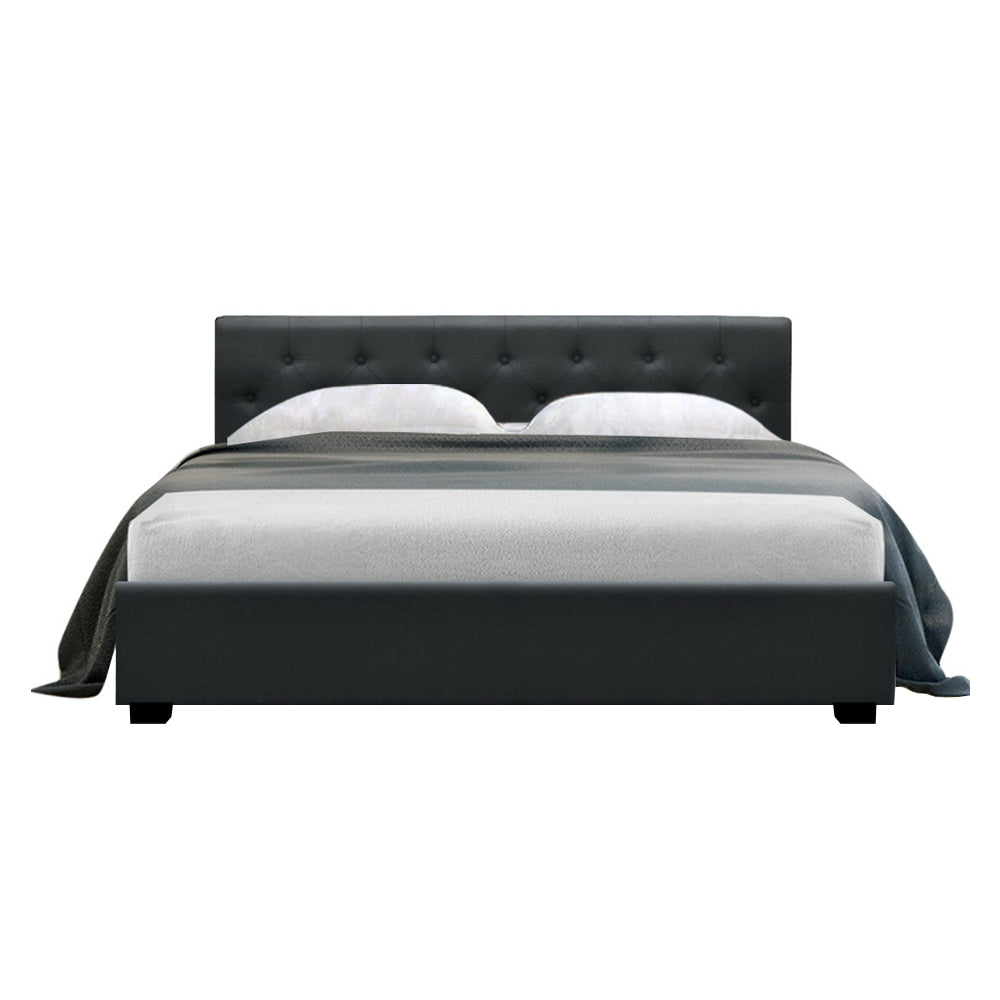 Marlook Bed Frame Queen Size Gas Lift Charcoal VILA
