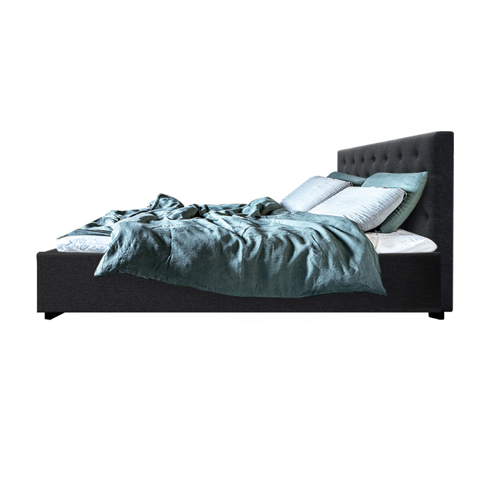 Marlook Bed Frame Queen Size Gas Lift Charcoal VILA