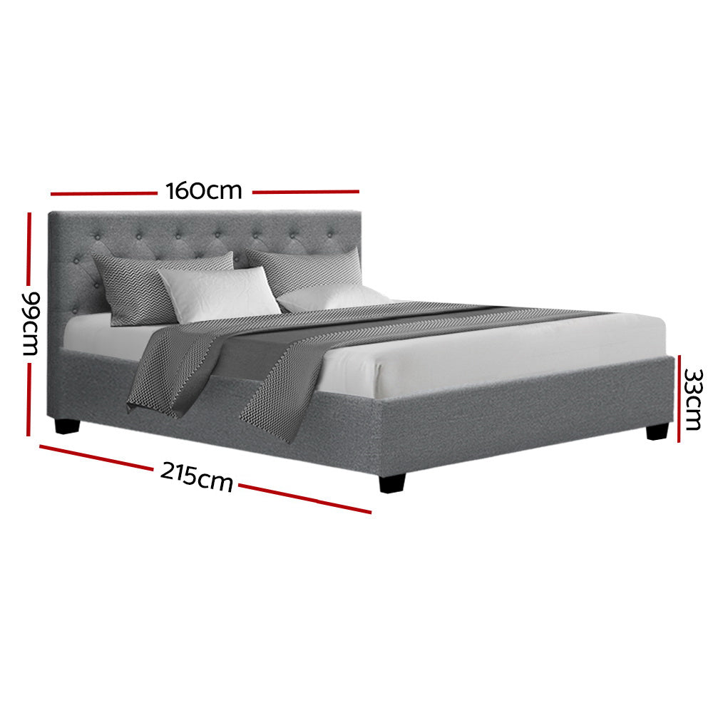 Marlook Bed Frame Queen Size Gas Lift Grey VILA