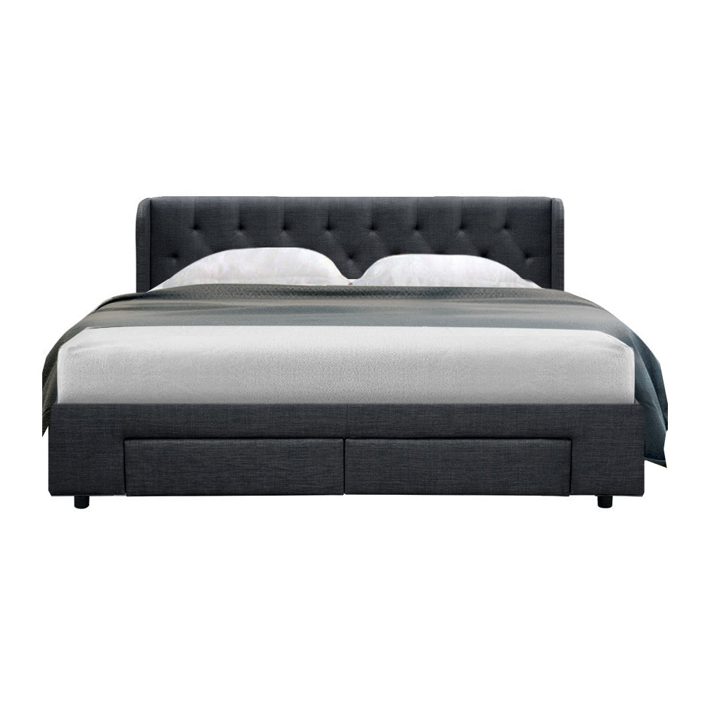 Marlook Bed Frame King Size with 4 Drawers Charcoal MILA