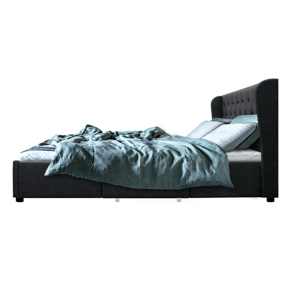 Marlook Bed Frame King Size with 4 Drawers Charcoal MILA