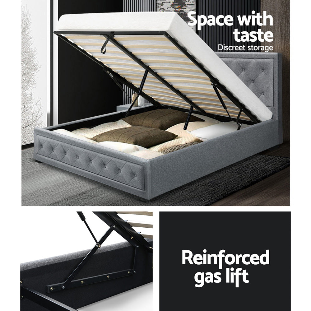 Marlook Bed Frame Double Size Gas Lift Grey TIYO