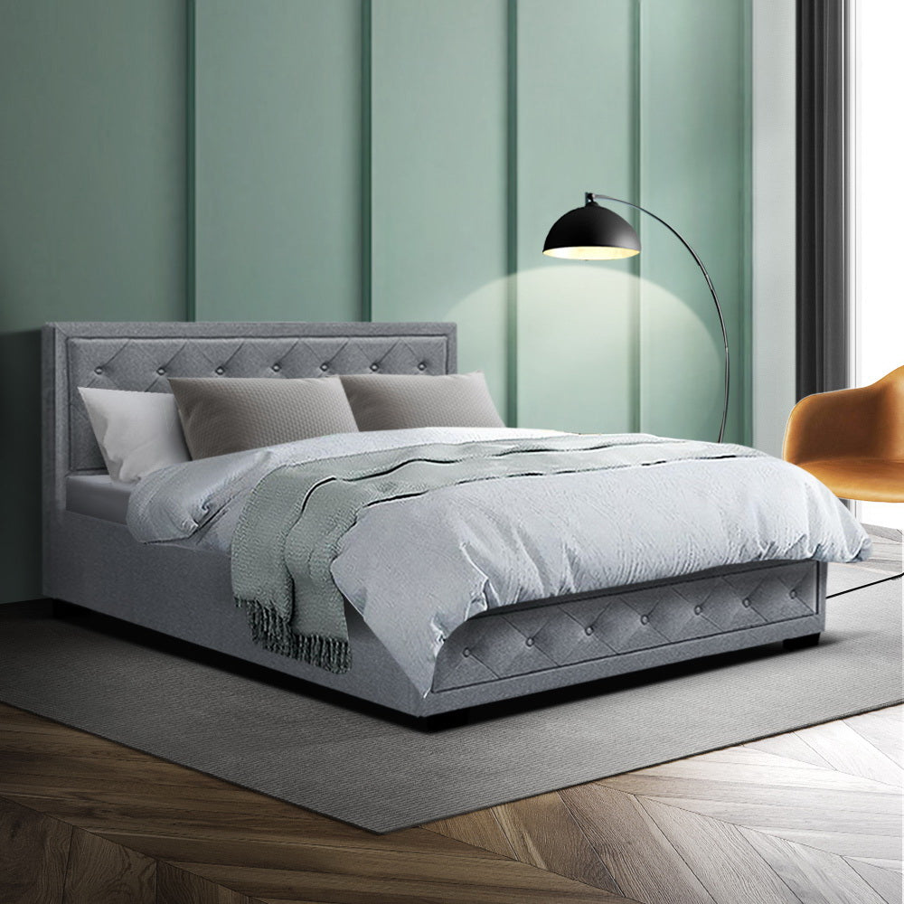 Marlook Bed Frame Double Size Gas Lift Grey TIYO