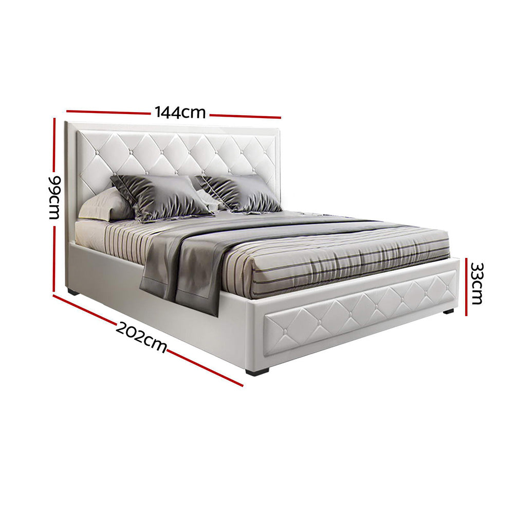 Marlook Bed Frame Double Size Gas Lift White TIYO