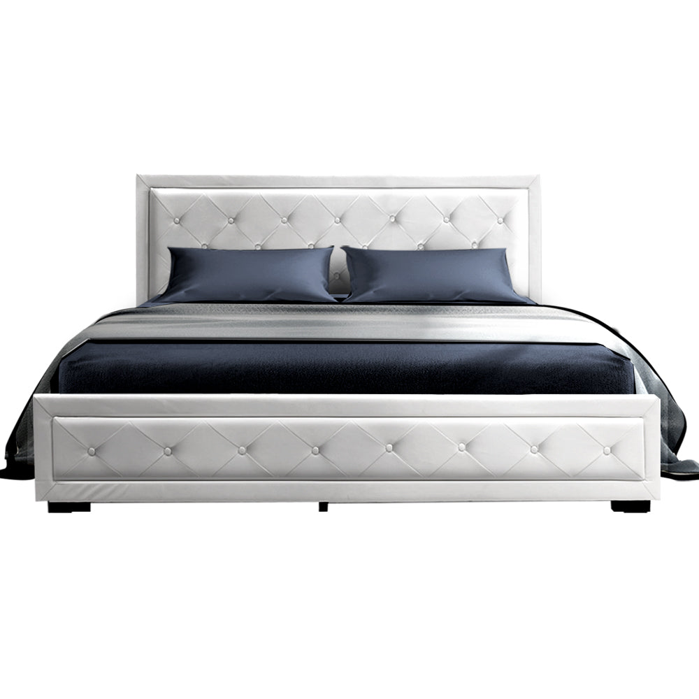 Marlook Bed Frame Double Size Gas Lift White TIYO