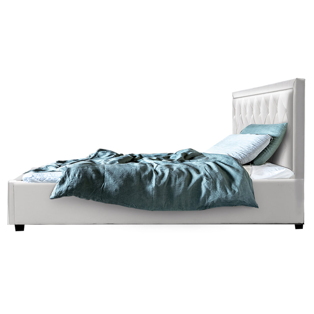 Marlook Bed Frame Double Size Gas Lift White TIYO