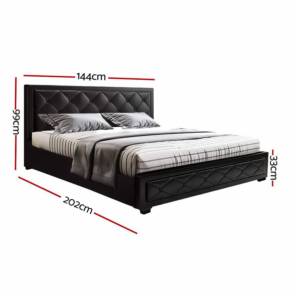 Marlook Bed Frame Double Size Gas Lift Black TIYO