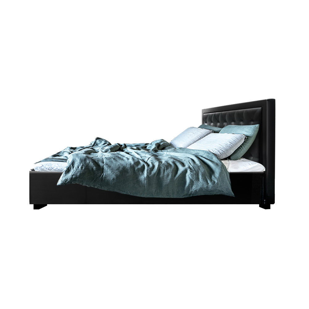 Marlook Bed Frame Double Size Gas Lift Black TIYO