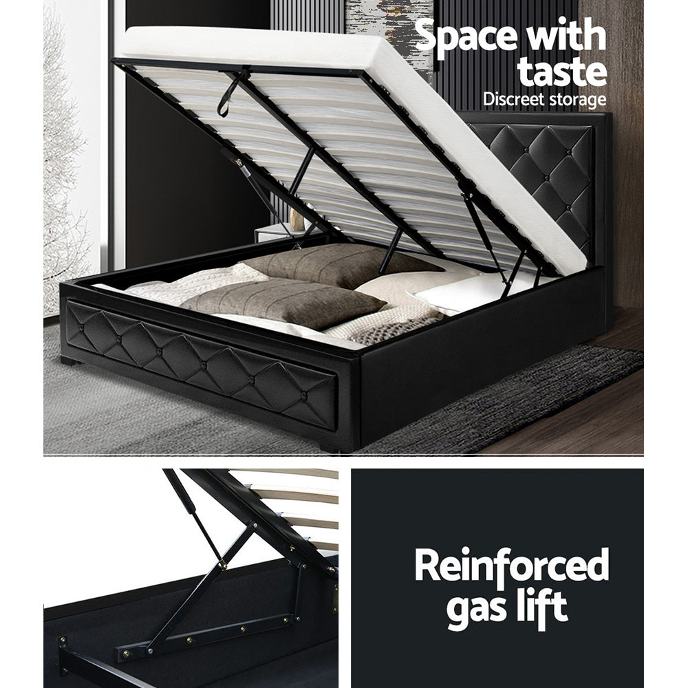 Marlook Bed Frame Double Size Gas Lift Black TIYO