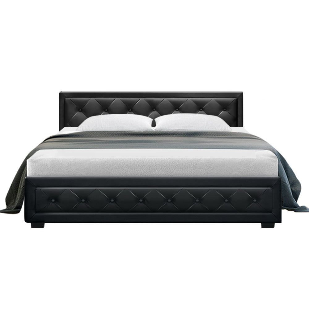 Marlook Bed Frame King Size Gas Lift Black TIYO