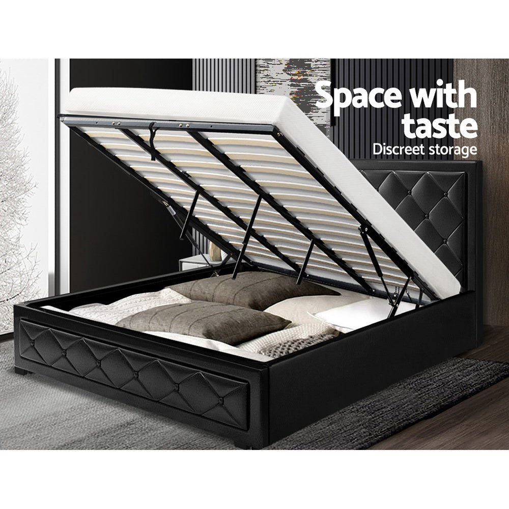 Marlook Bed Frame King Size Gas Lift Black TIYO