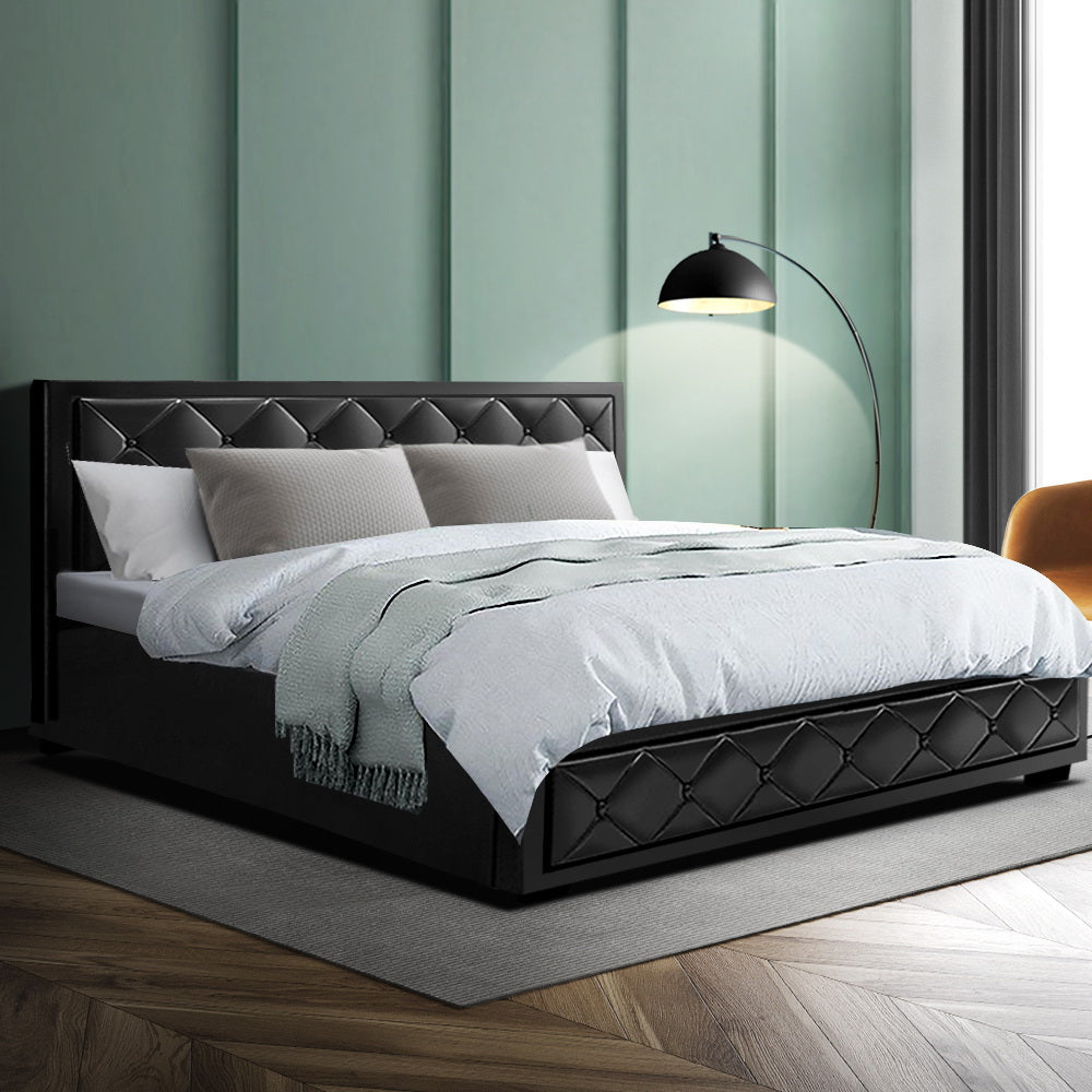 Marlook Bed Frame King Size Gas Lift Black TIYO