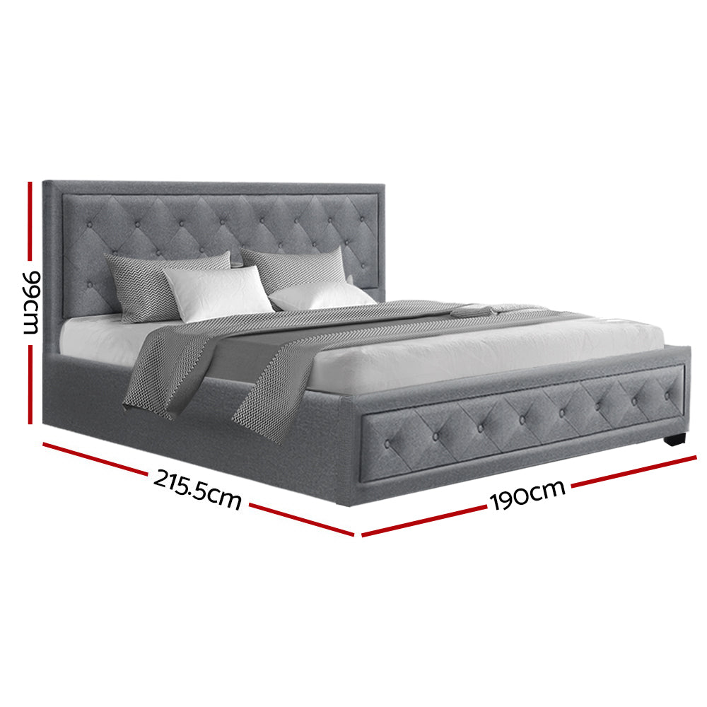 Marlook Bed Frame King Size Gas Lift Grey TIYO