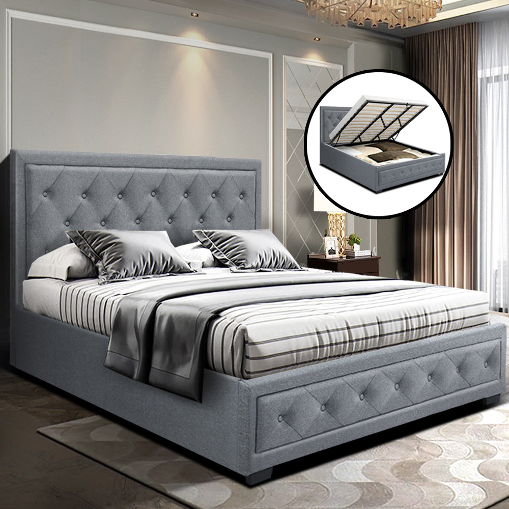 Marlook Bed Frame King Size Gas Lift Grey TIYO
