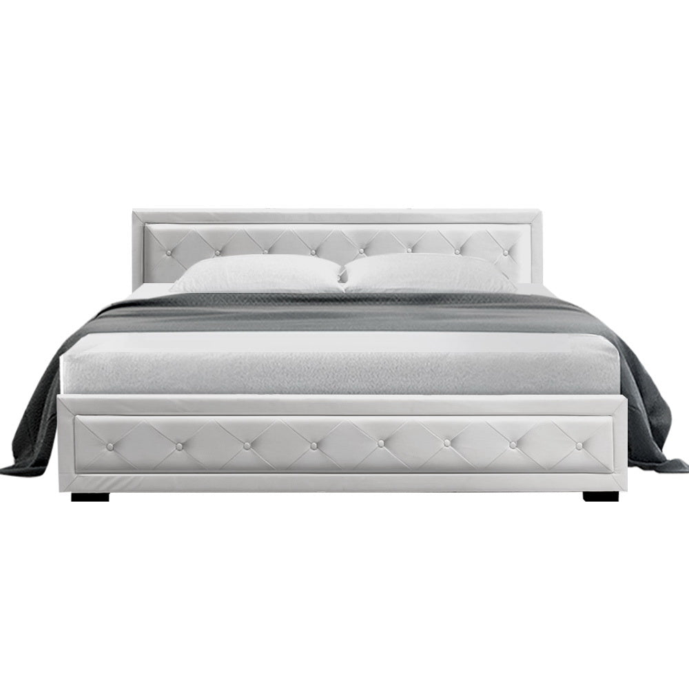 Marlook Bed Frame King Size Gas Lift White TIYO
