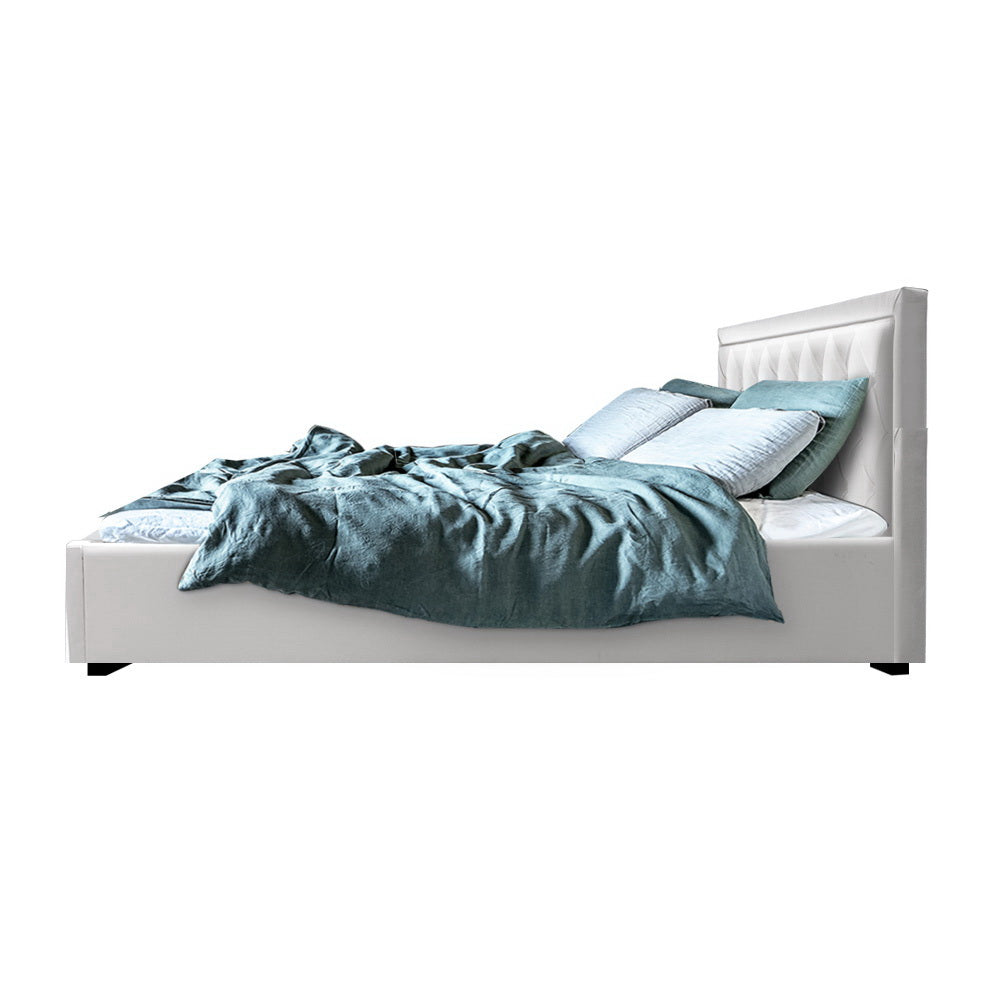 Marlook Bed Frame King Size Gas Lift White TIYO