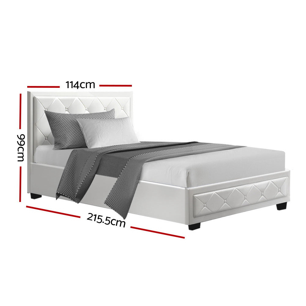 Marlook Bed Frame King Single Size Gas Lift White TIYO