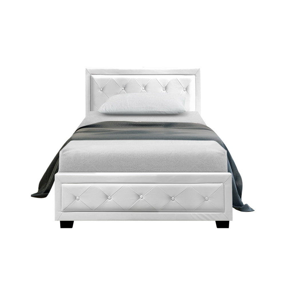 Marlook Bed Frame King Single Size Gas Lift White TIYO