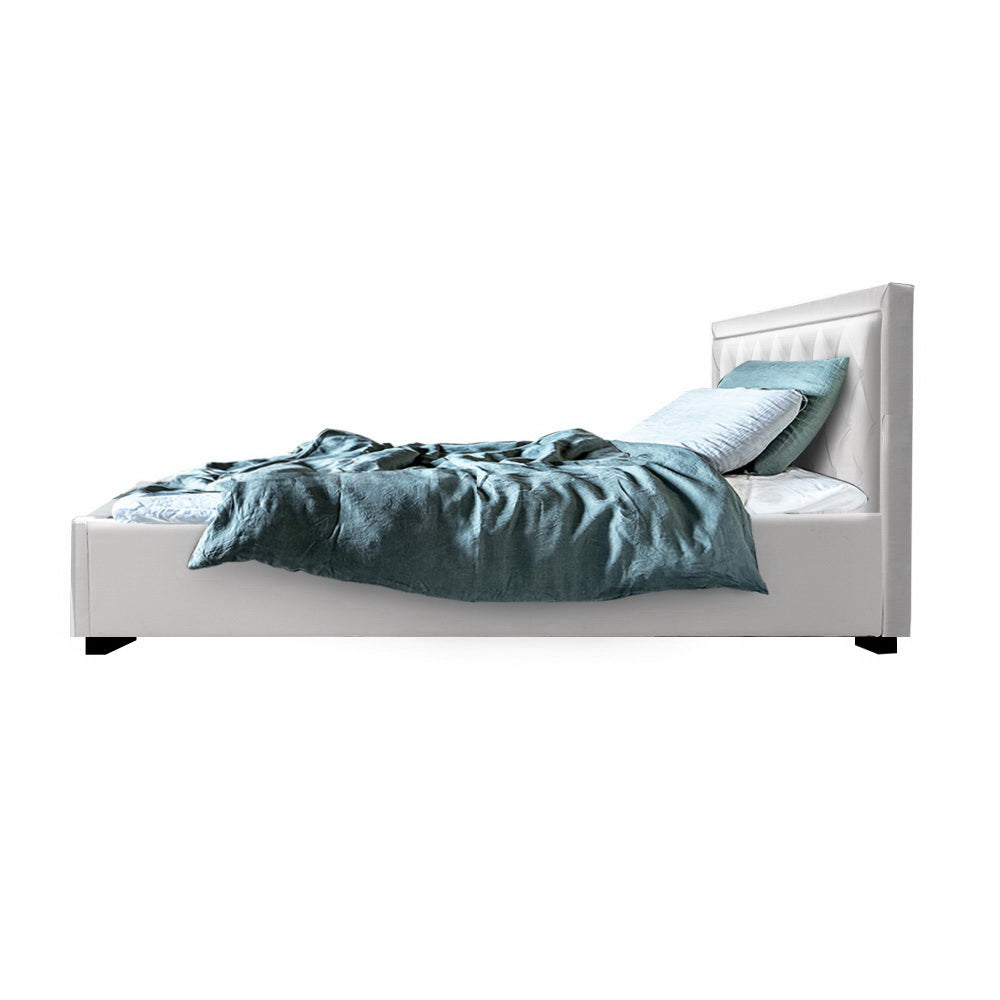 Marlook Bed Frame King Single Size Gas Lift White TIYO