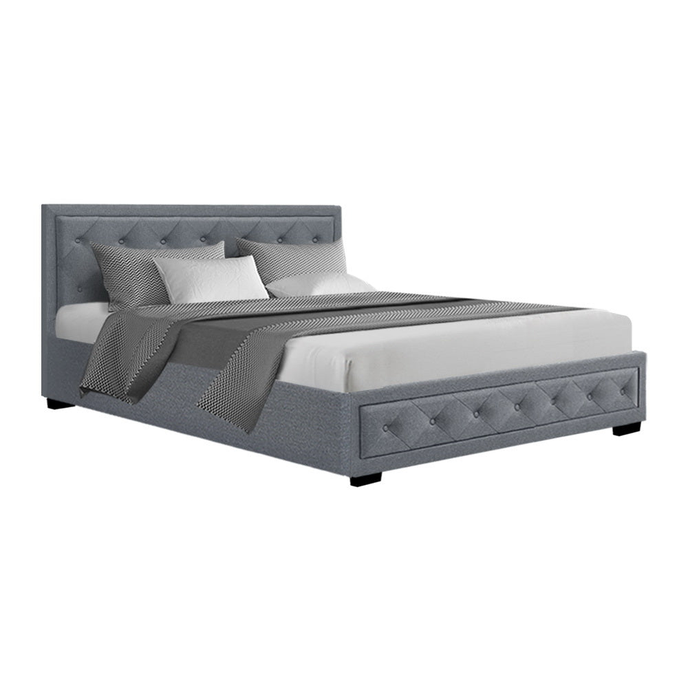 Marlook Bed Frame Queen Size Gas Lift Grey TIYO