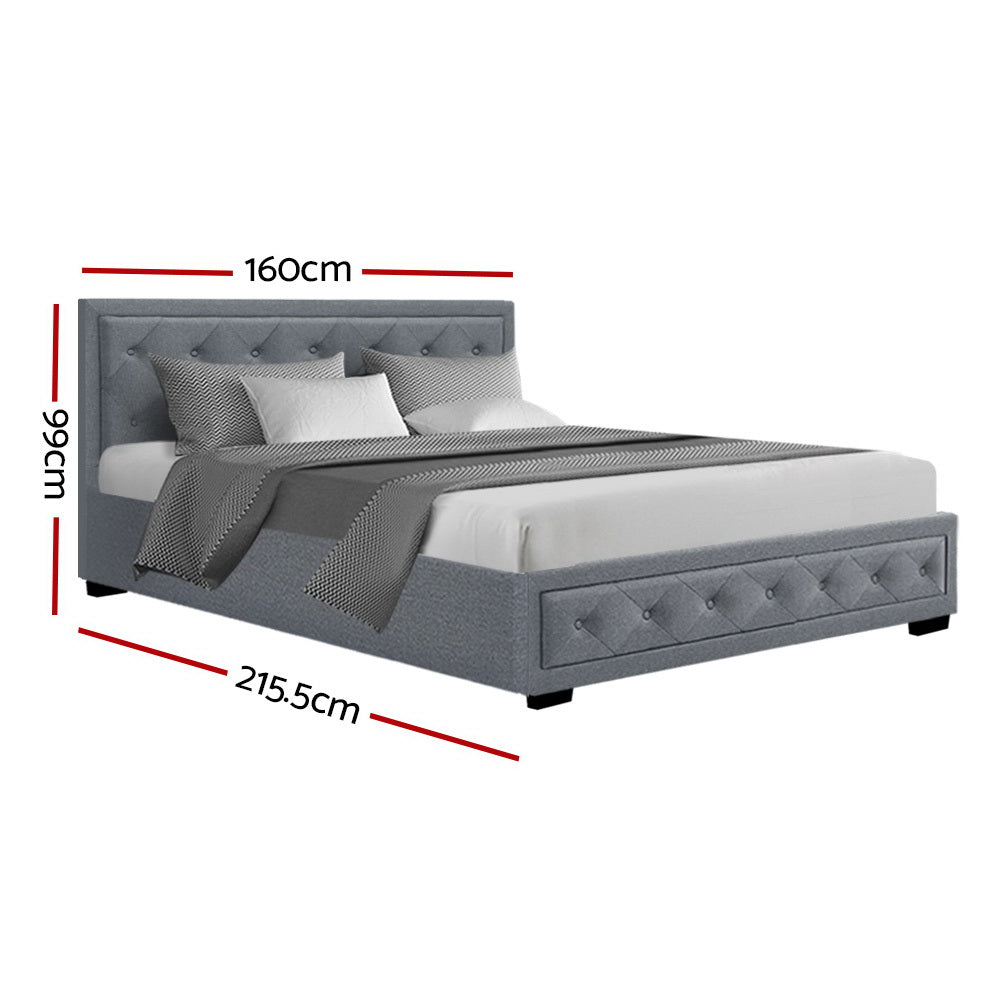 Marlook Bed Frame Queen Size Gas Lift Grey TIYO