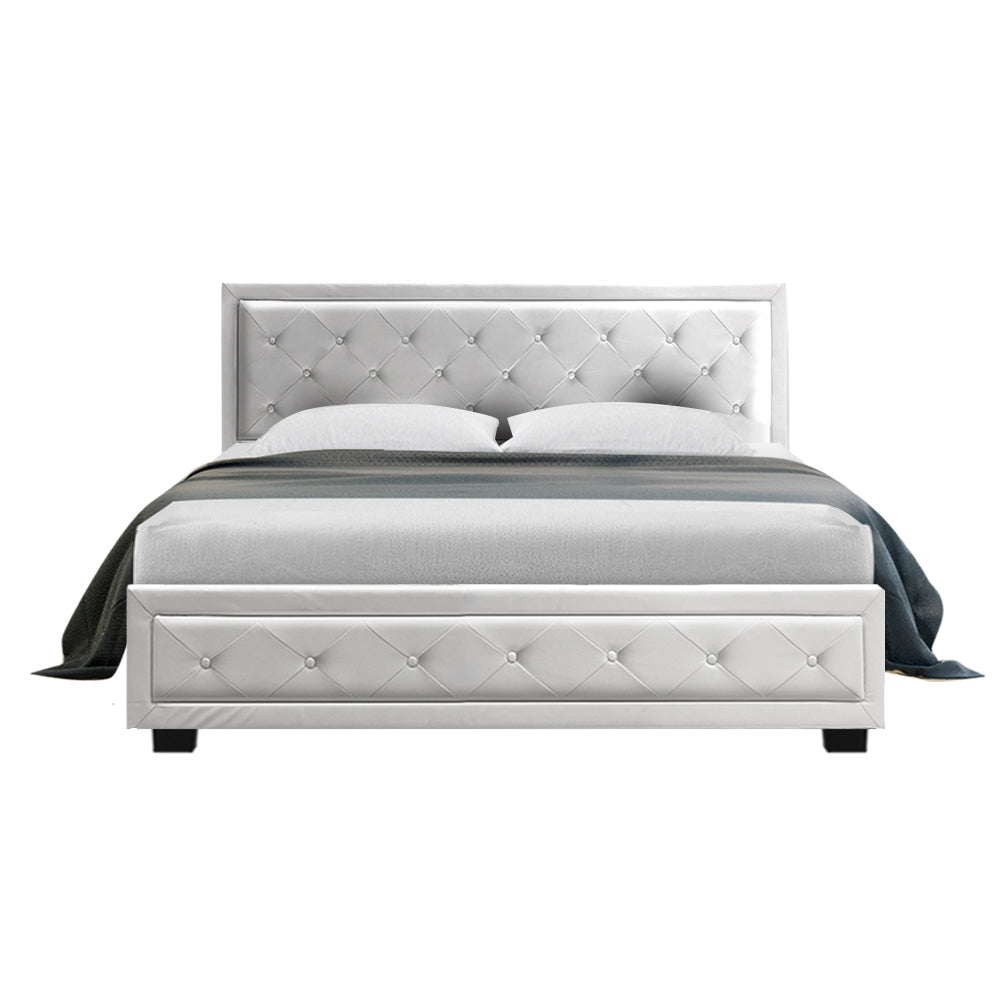 Marlook Bed Frame Queen Size Gas Lift White TIYO