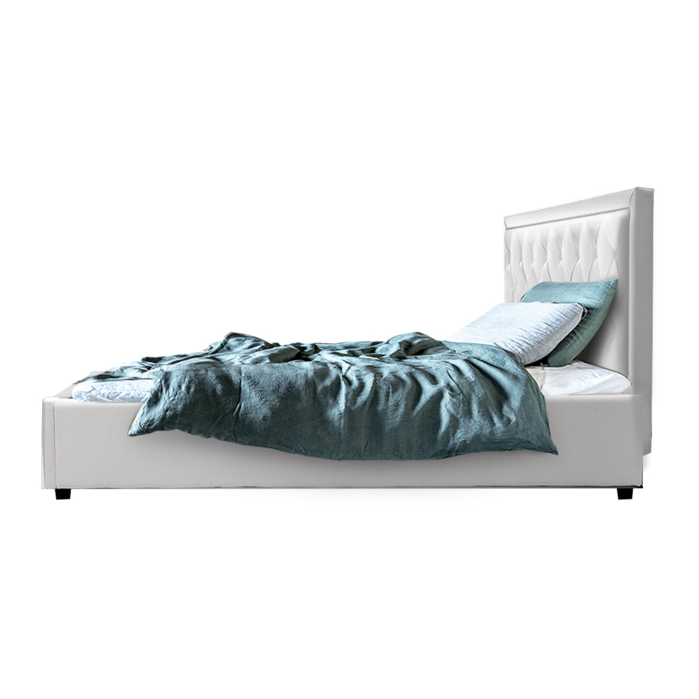 Marlook Bed Frame Queen Size Gas Lift White TIYO