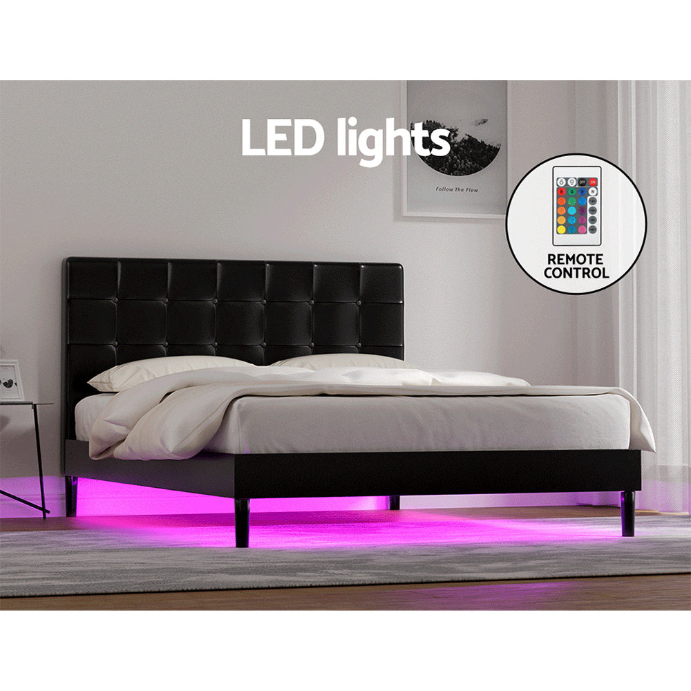 Marlook Bed Frame Double Size LED Black RAVI