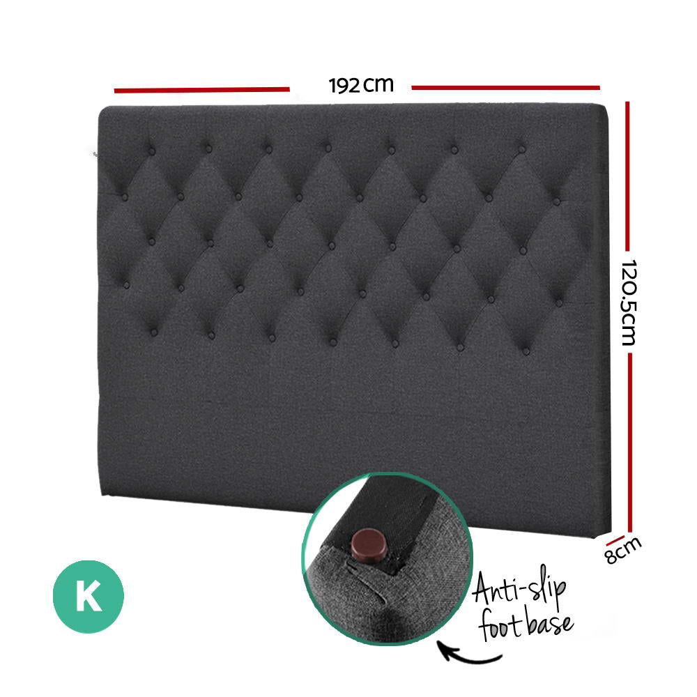 Marlook Bed Head King Size Fabric - CAPPI Charcoal