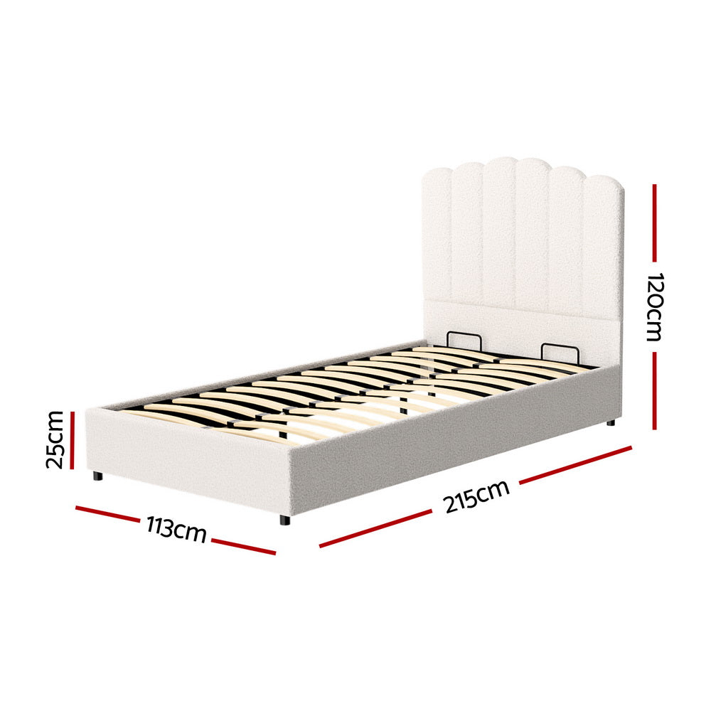 Marlook Bed Frame King Single Size Boucle FION