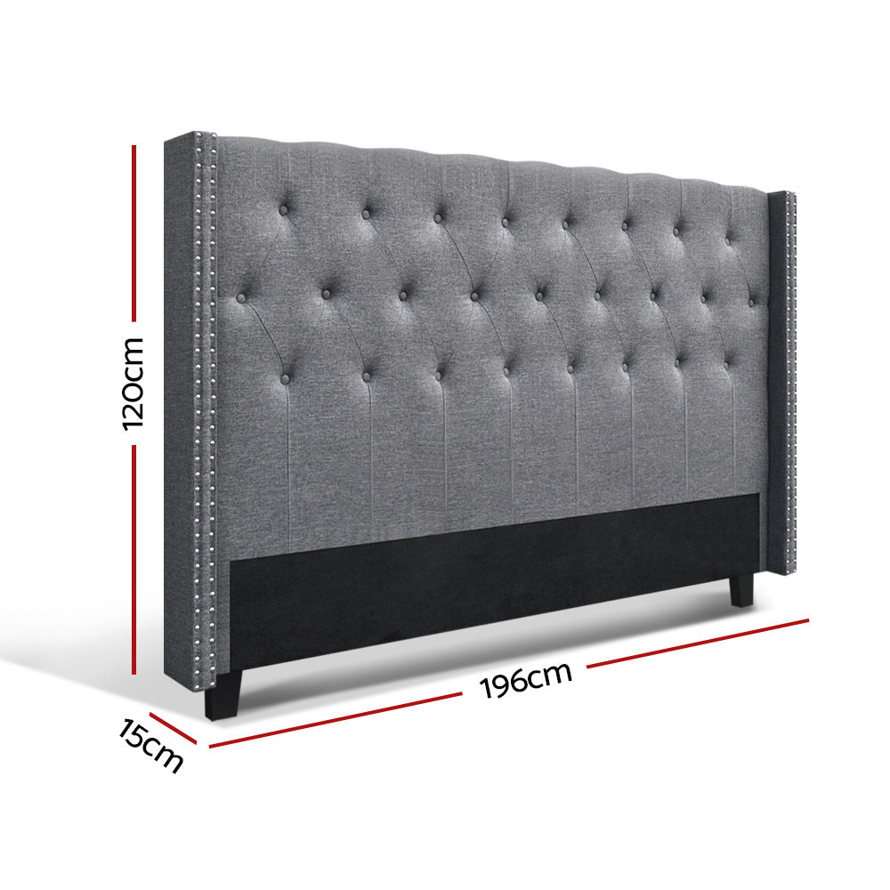 Marlook Bed Head King Size Fabric - LUCA Grey