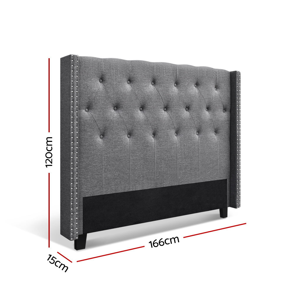 Marlook Bed Head Queen Size Fabric - LUCA Grey