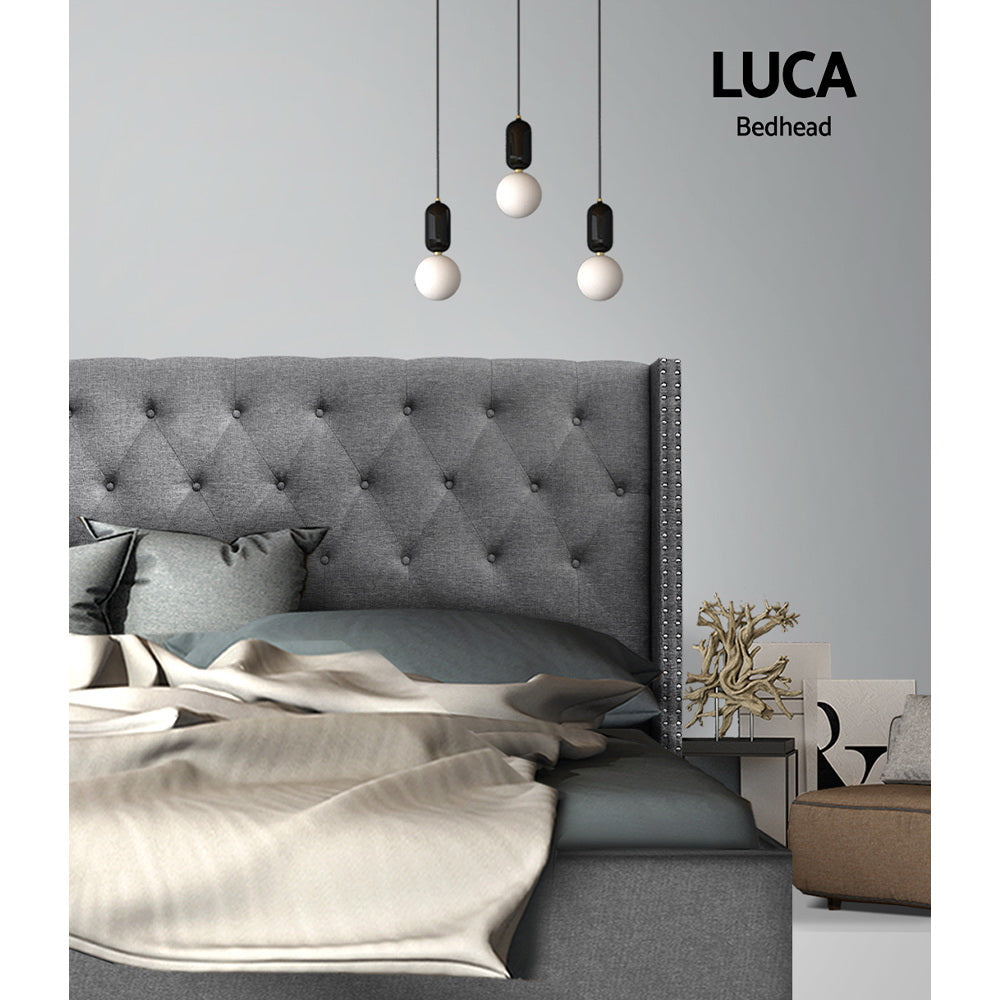 Marlook Bed Head Queen Size Fabric - LUCA Grey