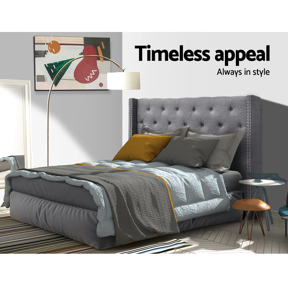 Marlook Bed Head Queen Size Fabric - LUCA Grey