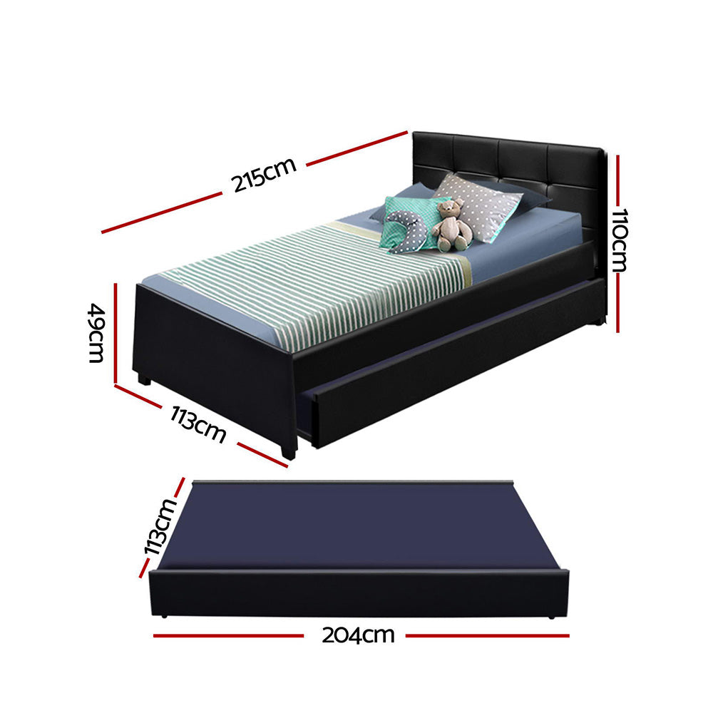Marlook Bed Frame King Single Size Trundle Daybed Black