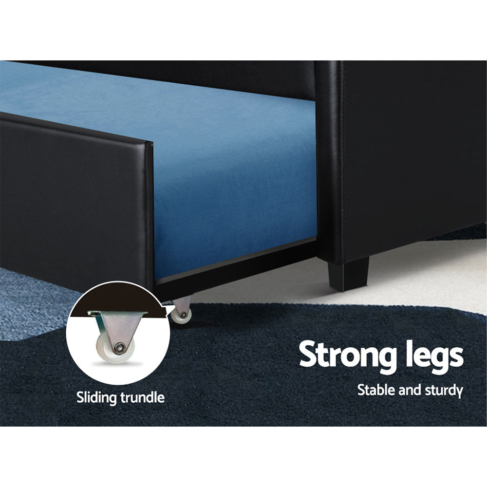 Marlook Bed Frame King Single Size Trundle Daybed Black