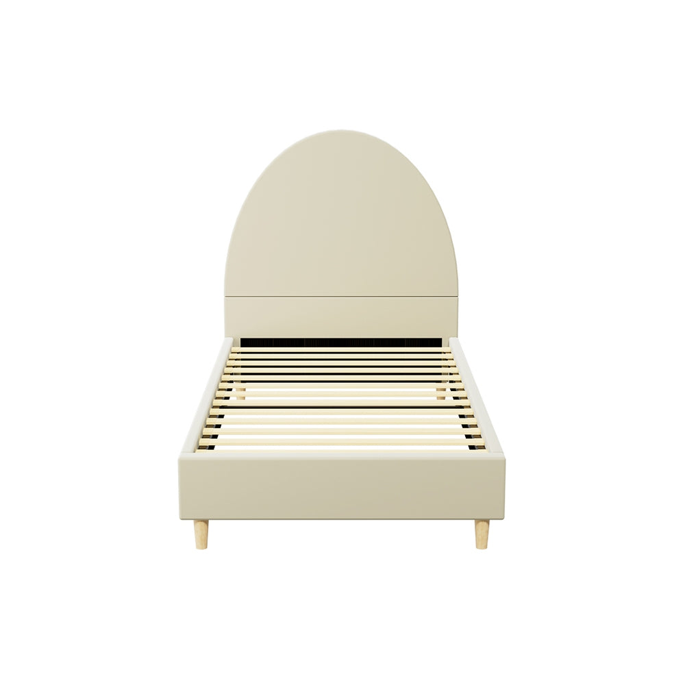 Marlook Bed Frame Single Size Velvet Cream ELLA