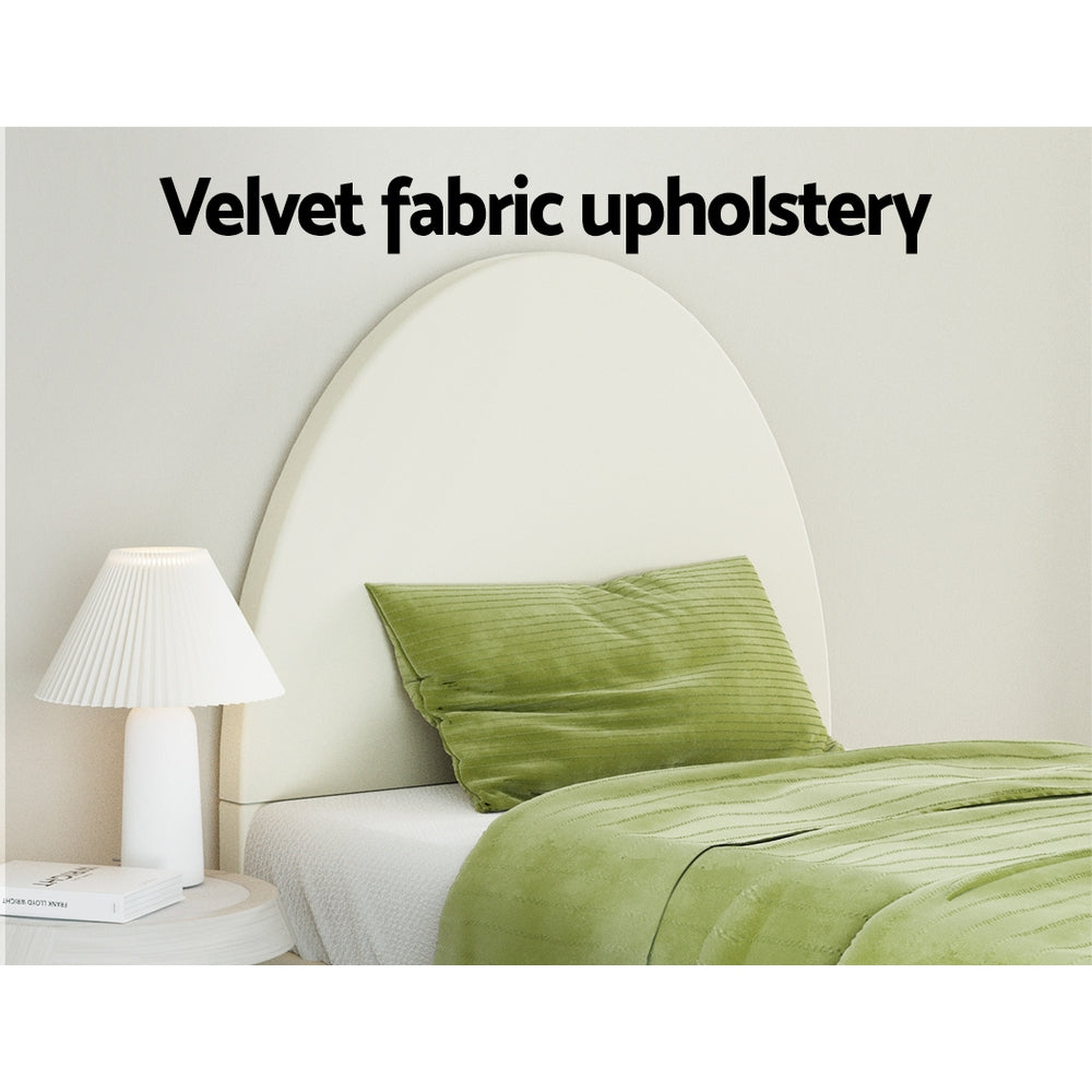Marlook Bed Frame Single Size Velvet Cream ELLA