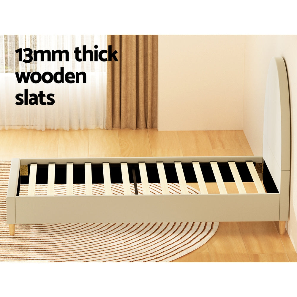 Marlook Bed Frame Single Size Velvet Cream ELLA