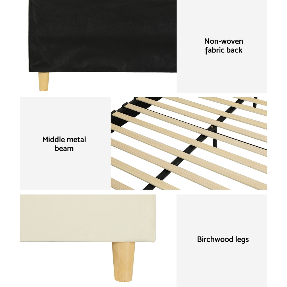 Marlook Bed Frame Single Size Velvet Cream ELLA