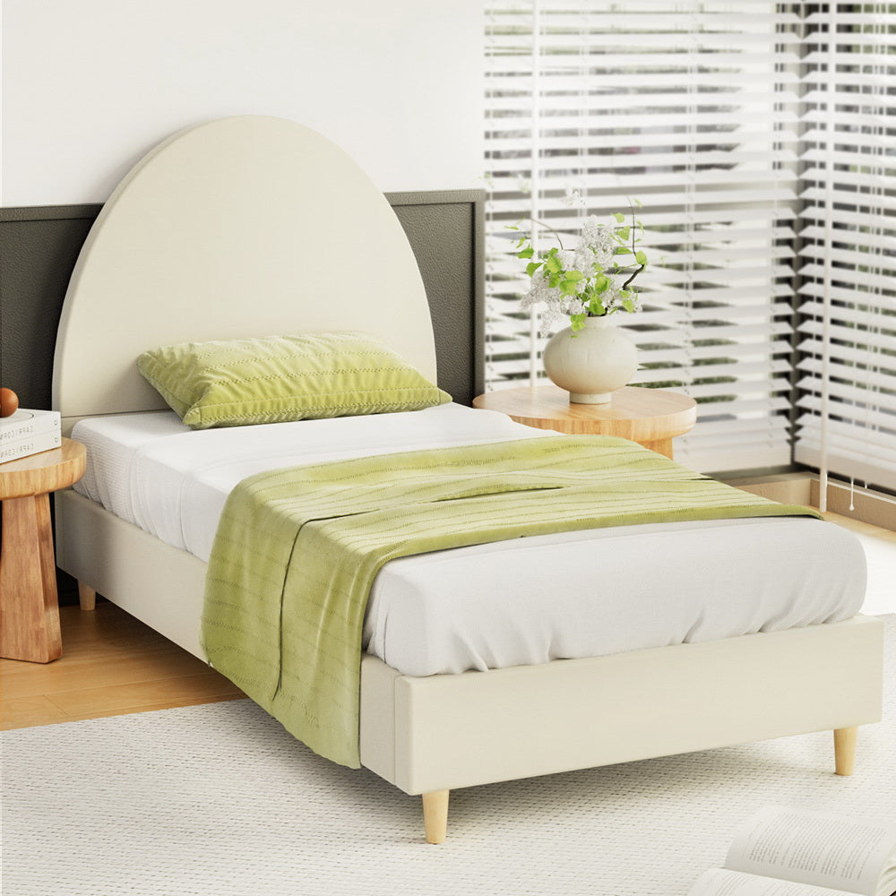 Marlook Bed Frame Single Size Velvet Cream ELLA