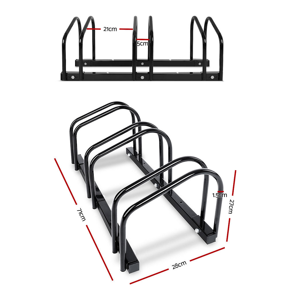 Marlook 3 Bike Stand Rack Bicycle Storage Floor Parking Holder Cycling Black