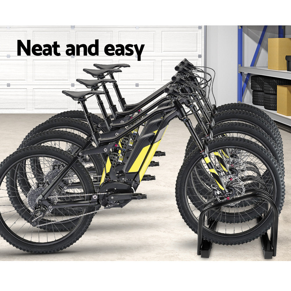 Marlook 4 Bike Stand Rack Bicycle Storage Floor Parking Holder Cycling Black