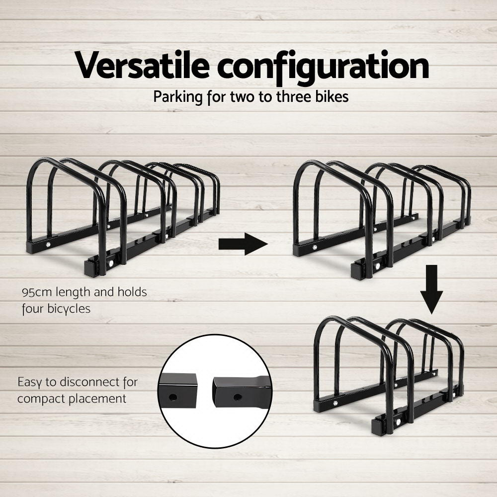 Marlook 4 Bike Stand Rack Bicycle Storage Floor Parking Holder Cycling Black