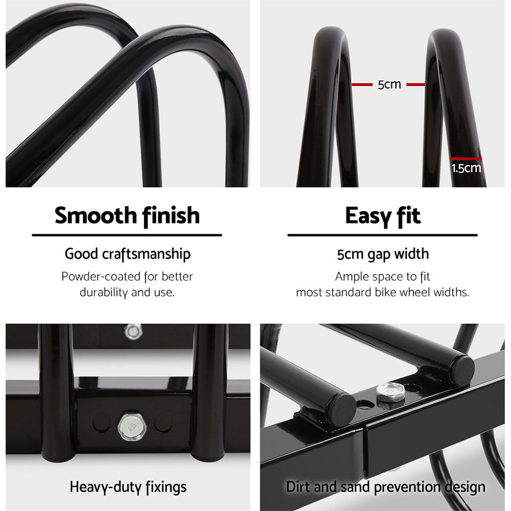 Marlook 4 Bike Stand Rack Bicycle Storage Floor Parking Holder Cycling Black