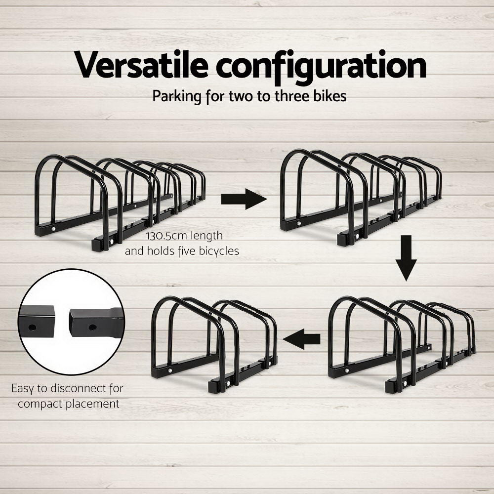 Marlook 5 Bike Stand Rack Bicycle Storage Floor Parking Holder Cycling Black
