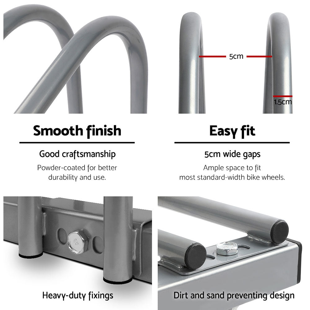Marlook 6 Bike Stand Rack Bicycle Storage Floor Parking Holder Cycling Silver