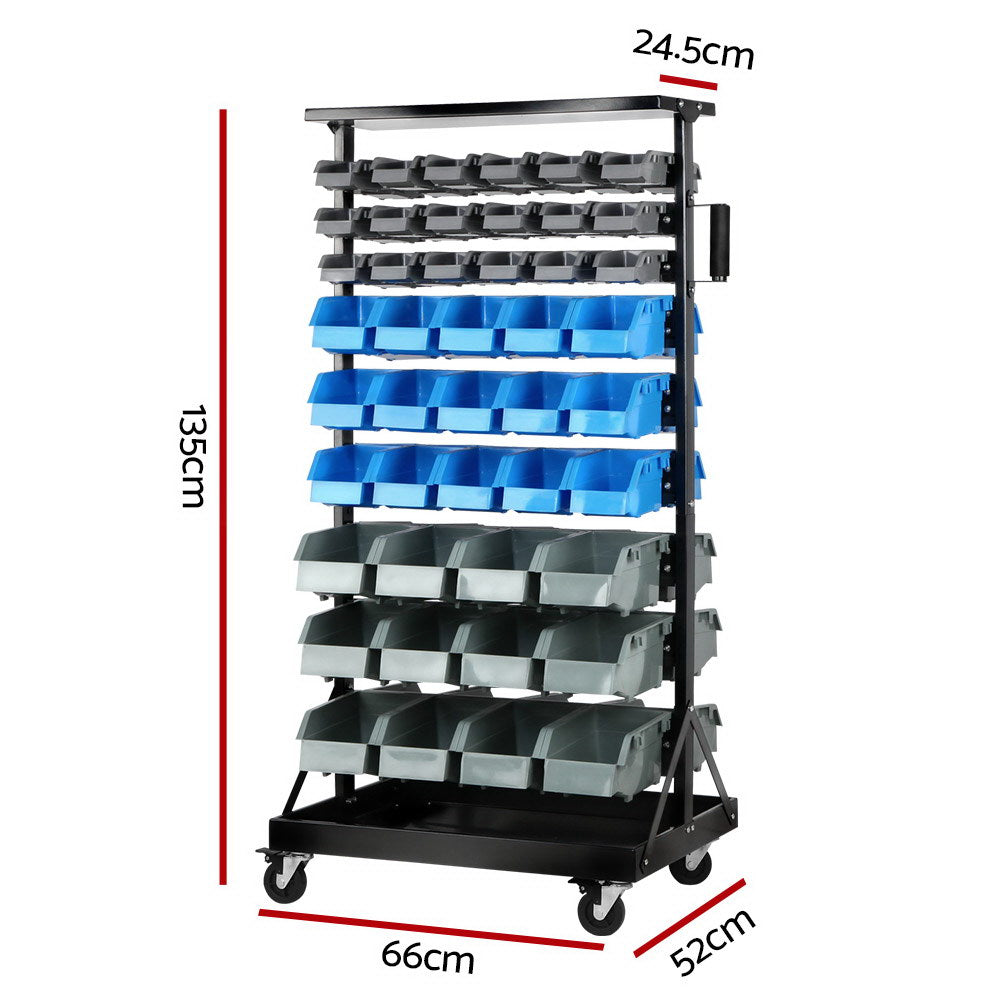 Marlook 90 Storage Bin Rack Stand Double-sided Wheels