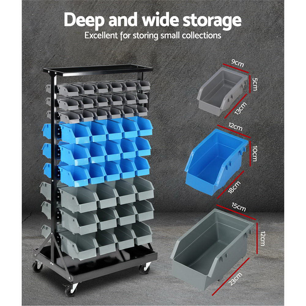 Marlook 90 Storage Bin Rack Stand Double-sided Wheels
